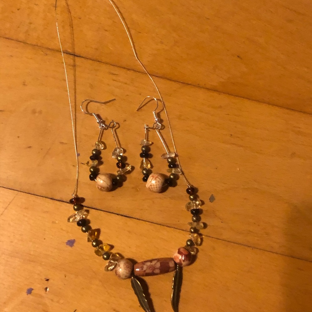 Teenage necklace earring set made by me